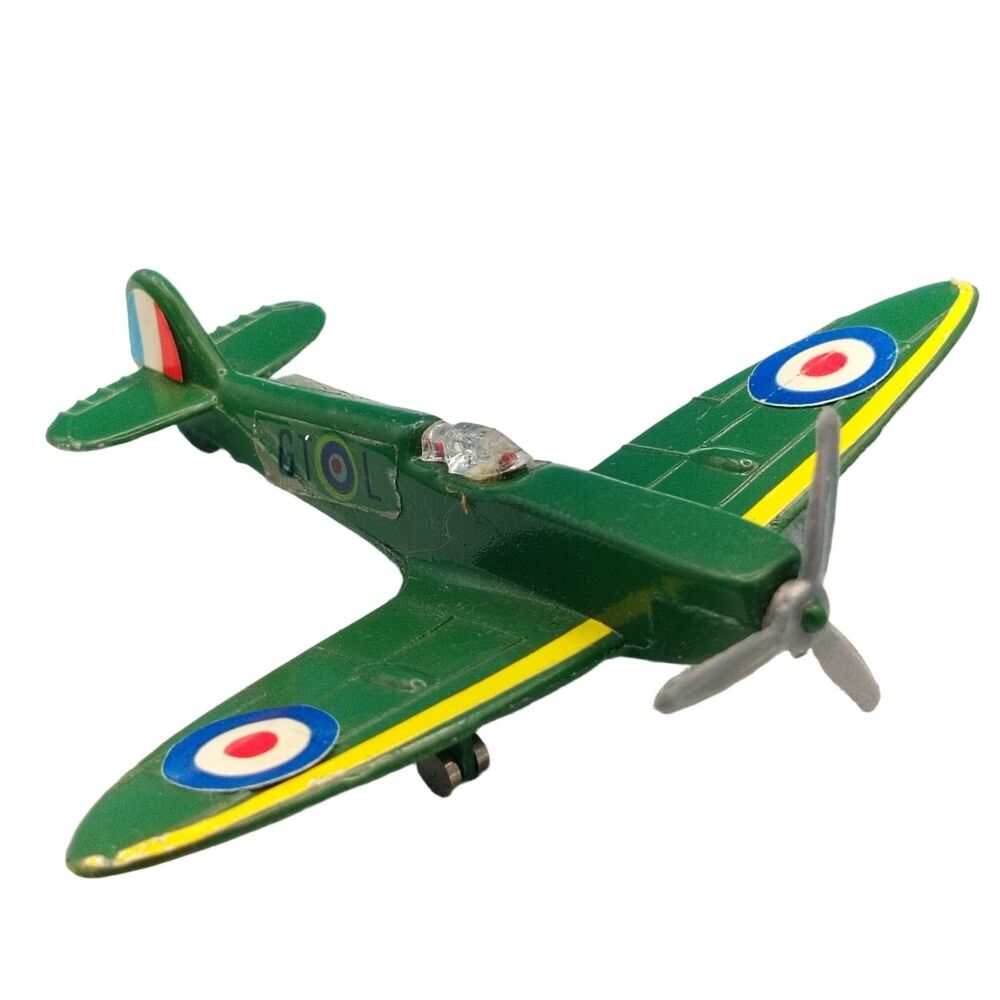 Vintage Dyna-Flites A119 Spitfire IX Diecast RAF Airplane Toy 3.25” Green
